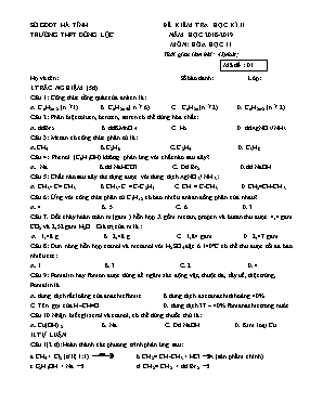 Bộ đề kiểm tra học kỳ II môn Hóa học Lớp 11 - Năm học 2018-2019 - Trường THPT Đồng Lộc